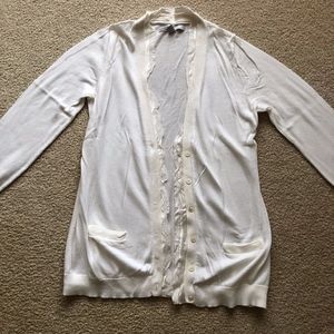White Old Navy Cardigan with Ribbon Detail